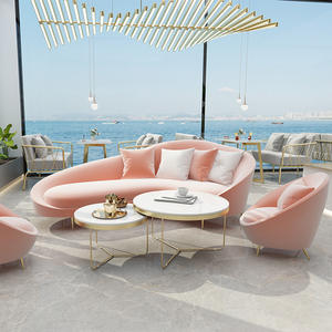 आधुनिक लक्जरी बहु-सीटर होटल सोफे कुर्सी, लिविंग रूम फर्नीचर के लिए रिसेप्शन कॉफी टेबल कपड़े घुमावदार के साथ - Product Image 5