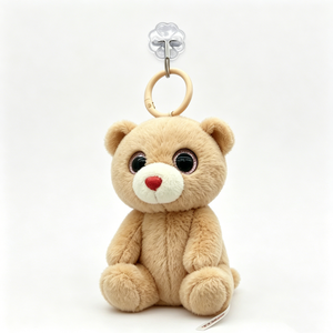 Custom Teddy bear plush keychain, Small brown bear stuffed animal <b>keyring</b>,Bear plush backpack charm - Product Image 2