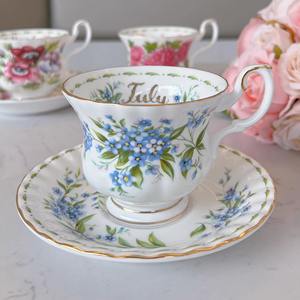 Para Royal <span class=keywords><strong>Albert</strong></span> Diseño moderno Mes floral Taza de café y platillo Juego de porcelana de hueso de cerámica para regalo de té de la tarde - Product Image 1