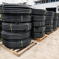 Tuyau d'irrigation en polyéthylène haute densité (HDPE) à haute résistance, noir et bleu rayé, pour projets de distribution d'eau agricole