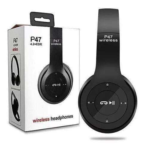 P47 BT Compatible Headphones BT Headphones Radio Aux Cable Fon Kepala Tanpa Headset Foldable Card Plug-In Wireless Headset