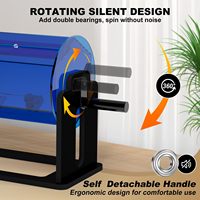 Tambour Spinner de billets de tombola en acrylique bleu translucide sur mesure avec poignée tournante silencieuse support de roue de tombola de grande capacité