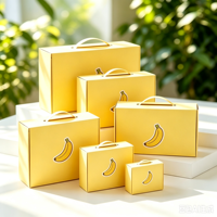Boîte cadeau de fruits personnalisée pour Noël, très vendue, dorée avec une poignée, robuste et durable
