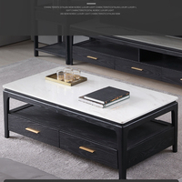 Salon avec réfrigérateur, 10 pièces, gain de place, table basse de créateur européenne avec plateau en bois en marbre
