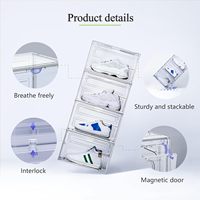 Lot de 10 boîtes à chaussures empilables grand organisateur de stockage de baskets côté goutte taille américaine 13 épais amélioré robuste boîte de rangement de chaussures conteneur