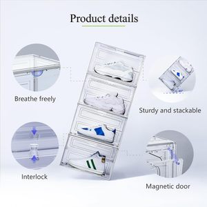 10 gói hộp giày có thể xếp chồng lớn tổ chức thả bên Sneaker lưu trữ chúng tôi Kích thước 13 dày nâng cấp mạnh mẽ giày lưu trữ hộp container - Product Image 6
