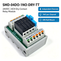 Module de relais 4 canaux 1NO à contact sec basse puissance 5A SMD-04DO-1NO-DRY-TT, sortie PLC 24V CC, bloc de bornes pour rail DIN