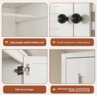 Armoire en acier écologique blanche avec porte à persiennes, rangement métallique réglable, meuble de chambre à coucher