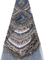 Tissu en dentelle filet polyester/coton brodé de strass en cristal de qualité supérieure, résistant à l'abrasion et respirant, idéal pour le Moyen-Orient