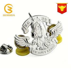 Badge en métal argenté pour logo d'entreprise, souvenir d'événement et <span class=keywords><strong>trophée</strong></span> - Épinglette en émail avec fermoir papillon - Product Image 1