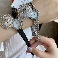 Scottie 9559B Montres à Quartz pour Femmes Étanche Moissanite Diamant Fleur Cadran Personnalisé Bracelet en Cuir 9mm Citizen Fashion