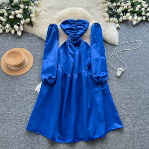 夏季优雅无肩带束腰百褶中长连衣裙女式帝国风格背心裙 - Product Image 1