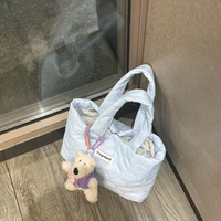 Sac fourre-tout matelassé en coton épais et doux pour femme, grand format, style voyage, avec logo personnalisé, sac à bandoulière ouvert