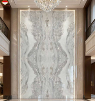 Panneau mural de salon et de chambre à coucher en marbre de luxe moderne en pierre naturelle Camus blanc, grande dalle, veinage gris, éco-responsable