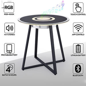 Table basse avec haut-parleur et éclairage, son LED, pour Home cinéma, Table en verre trempé, pieds en fer mat, commande tactile <span class=keywords><strong>HiFi</strong></span> - Product Image 5