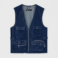 Veste utilitaire décontractée à logo personnalisé de haute qualité, très vendue, avec plusieurs poches, fermeture éclair, débardeur en denim pour hommes