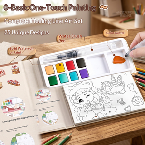 Livre de coloriage et de gribouillage pour enfants Maries, ensemble complet avec peintures intégrées, design de dessins animés, portable - Product Image 1