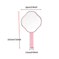 Miroir de maquillage portable Lucky Clover rose, miroir de poche à quatre feuilles finition argentée, métal liquide ondulé, ODM OEM