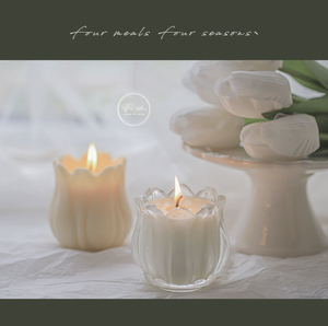 Bougie en cire de soja en forme de tulipe avec une lueur douce et une mèche en coton pour une décoration romantique de chambre à coucher, centre de table de mariage - Product Image 2