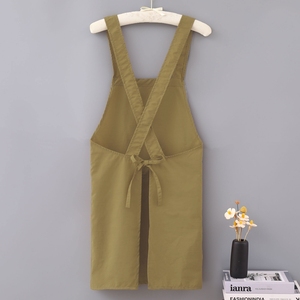 <span class=keywords><strong>Tablier</strong></span> à bavette de cuisine coloré en tissu taslon lavé de haute qualité à la mode coréenne avec logo personnalisé - Product Image 3