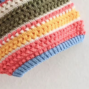 Cardigan Corto da <span class=keywords><strong>Donna</strong></span> alla Moda a Righe Lavorato all'Uncinetto con Colletto <span class=keywords><strong>Polo</strong></span> e Bottoni Manica Corta - Product Image 6