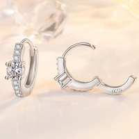 Anting Perak S925 EK211 untuk Wanita, Anting Zirkon Sederhana, Lingkaran Kecil yang Stylish dan Anggun