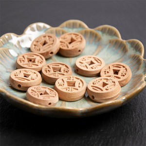 Breloques en bois de pêche élégantes et exquises, style chinois, 2 cm, pour bracelet, porte-clés, ornements décoratifs - Product Image 2