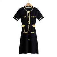 Commerce extérieur transfrontalier, robe élégante de style luxueux en nylon/coton tricoté, mode estivale pour femmes, manches courtes