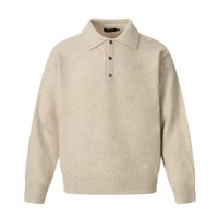 High-End Unisex-Strick pullover für Herren mit einfachen, einfarbigen, lockeren Revers knopf design Street Fashion Winter Season Front Tops