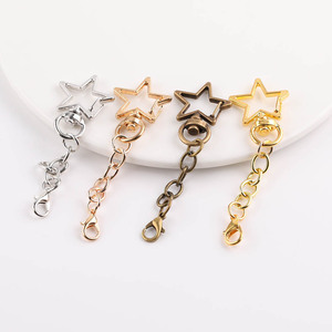 Llavero de cadena de estrellas con gancho metálico, accesorios DIY para bolsos, aleación de zinc chapada, mezcla de colores aleatorios: oro blanco, oro KC, bronce antiguo - Product Image 1
