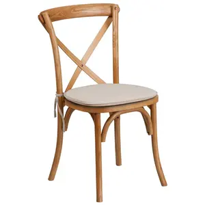 Stackable wholesale white beech oak bistro dining rental wedding X crossback wood cross back chair