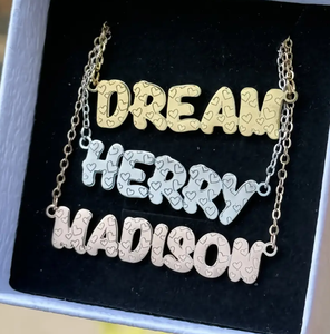 Qiuhan на заказ, колье с 3D именем, с сердечками, объемная буква, подвеска из нержавеющей стали, персонализированные ювелирные изделия, подарок - Product Image 5