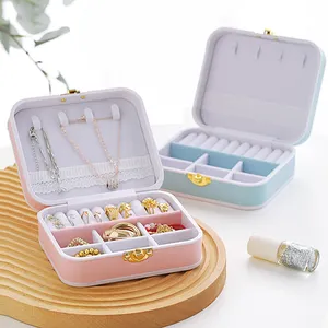Custom Bracelet Ring Storage Gift Boxes For Women Girls Logo Portable Luxury Travel Jewelry Box Packaging Leather
