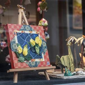 Panel de Arte de adorno de flores cuadrado de papel Washi de Origami tradicional hecho a mano para niños decoración Interior recuerdo japonés - Product Image 6