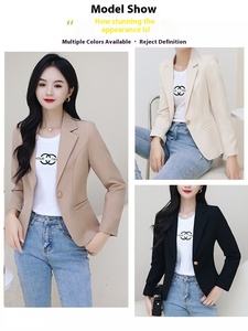 Chaqueta de traje pequeño caqui para <span class=keywords><strong>mujer</strong></span>, chaqueta elegante con alto sentido, novedad de 2025, Top tejido de moda informal coreana para primavera y otoño - Product Image 4