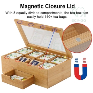 Caja de almacenamiento bien hecha Caja de paquete de azúcar Organizador de té de bambú al por mayor - Product Image 6