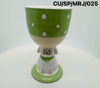 Adorable tasse à dessert en céramique de couleur bleu/rose/vert au choix et posée sur un support pour chiot.