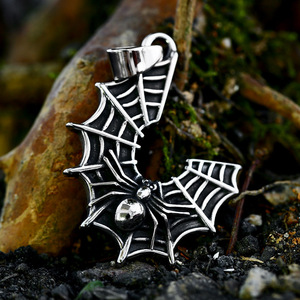 Collar con colgante de telaraña chapado en plata antigua, estilo neogótico, joyería unisex de aleación para uso diario - Product Image 2