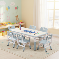 Ensemble table et chaises pour enfants SINKIPA, bureau réglable en hauteur, 6 places, pour les enfants de 3 à 8 ans, pieds antidérapants, respectueux de l'environnement, école/garderies/maison