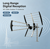WC-238A Buitenantenne voor digitale HDTV-tv UHF VHF Lange afstand ontvangst DVB-T2 Ready Dak- & paalmontage Yagi Aluminium