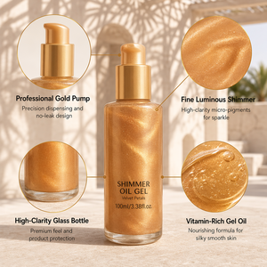 HKH Custom Glitter Shimmer Moisturizing Body Oil OEM/ODM Manufacturer Supply Natural Organic Vitamin E Nourishing Glow Low MOQ - Product Image 3