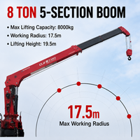 Grue montée sur camion Dongfeng D1L de 8 tonnes, grue à flèche à 5 sections pour travaux de construction, logistique et manutention de charges lourdes