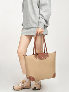 Custom Women's Luxury Nylon Tote <b>Bag</b> with PU Leather Top handle <b>Large</b> Casual Shoulder Purse Nylon summer <b>bag</b> - Product Image 3