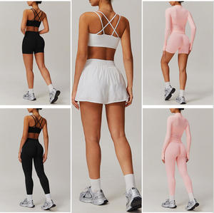 Set Yoga da Donna con Leggings e Pantaloncini, Abbigliamento Fitness, Completo Sportivo con Reggiseno, Giacca e Accessori SQ4001 - Product Image 5