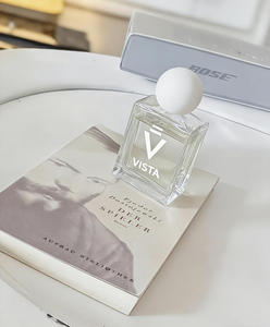 Flacon de parfum de luxe 50 ml en verre transparent, forme carrée avec finition givrée pour bouchon à bille et pulvérisateur à pompe, flacon de parfum rechargeable - Product Image 4