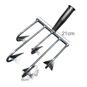 <span class=keywords><strong>Houe</strong></span> tout-en-un à cinq dents en acier au carbone avec manche en bois très résistant pour le jardinage et le défrichement des terres - Product Image 2