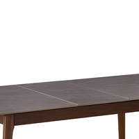 Table à manger extensible en pierre frittée avec pieds en bois massif