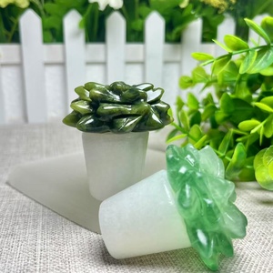 Flor de cristal natural <span class=keywords><strong>planta</strong></span> en maceta tallado artesanías 5-6cm cuarzo rosa fluorita cristal curativo decoración del hogar regalo - Product Image 3