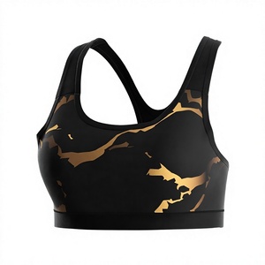 Soutien-gorge de sport imprimé camouflage noir et or pour femme – Haut de yoga et fitness respirant et de maintien pour l'entraînement - Product Image 4