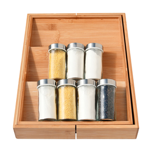 Expandable 3 Tier Display <strong>Spice</strong> Shelf Bamboo <strong>Drawer</strong> Cutlery <strong>Organizer</strong> for Kitchen Cabinet - Product Image 4